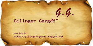 Gilinger Gergő névjegykártya